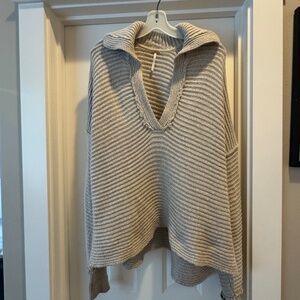 Free People, Ribbed, Collared Pullover Sweater